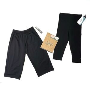 Body Wrappers & Leo’s Crop Black Dance Pants Size Small + Leo’s Pink Tights NWT